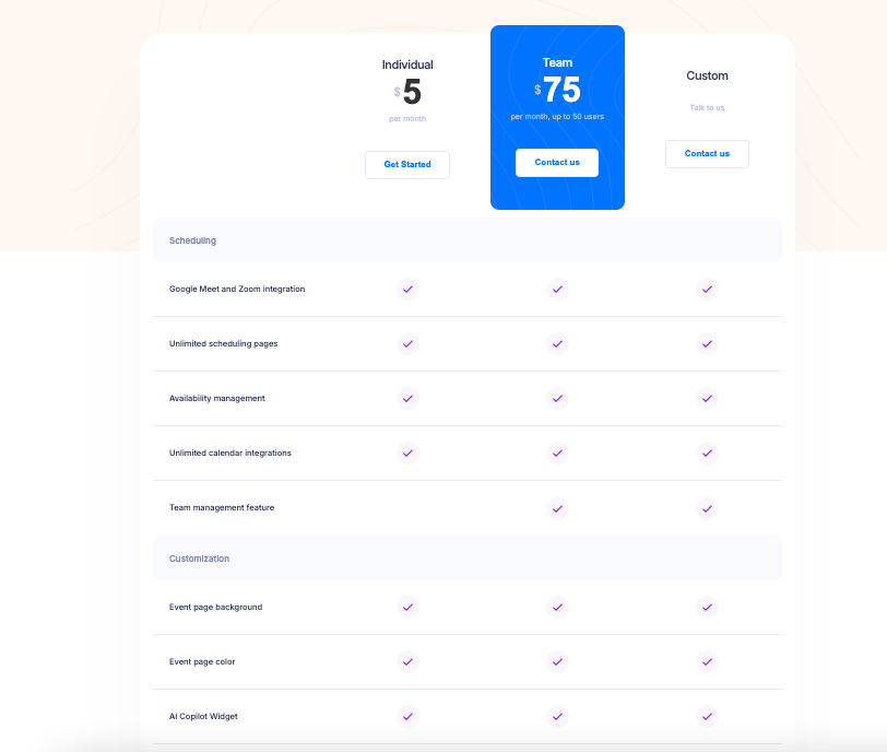 Breeze Calendar pricing