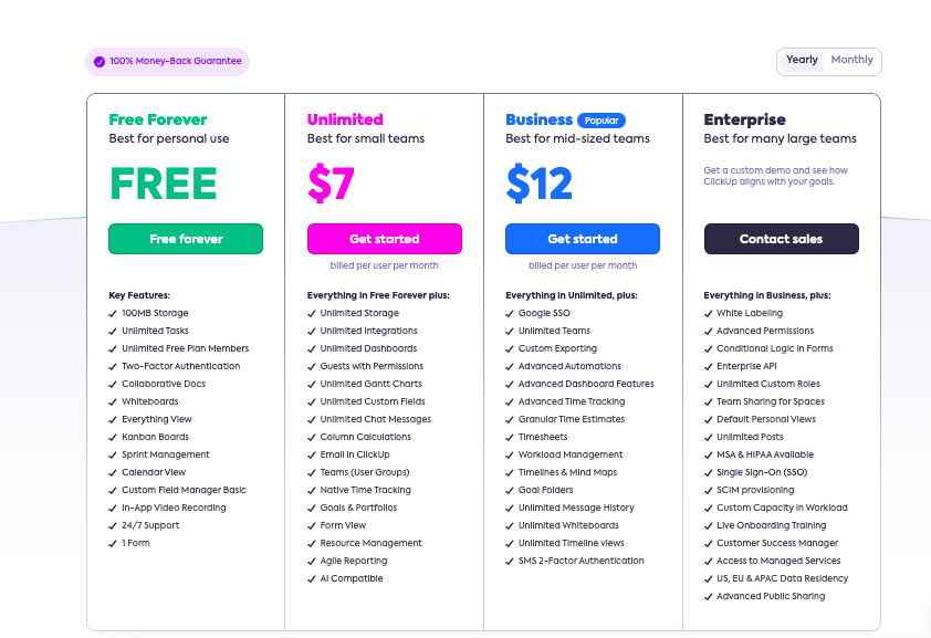 ClickUp pricing