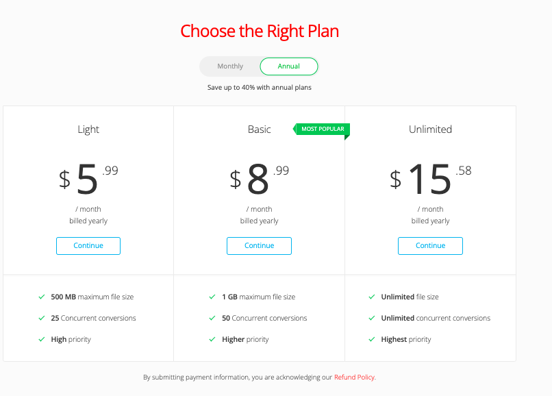 Convertio pricing