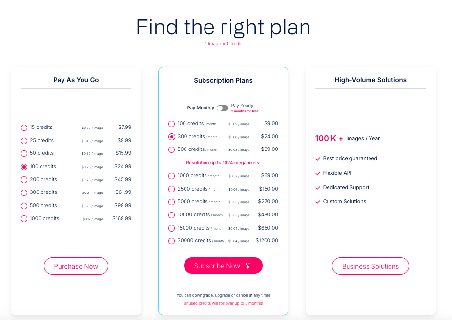Deep Image AI pricing