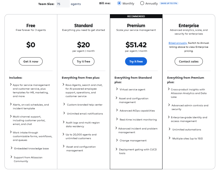 Jira Service Desk pricing