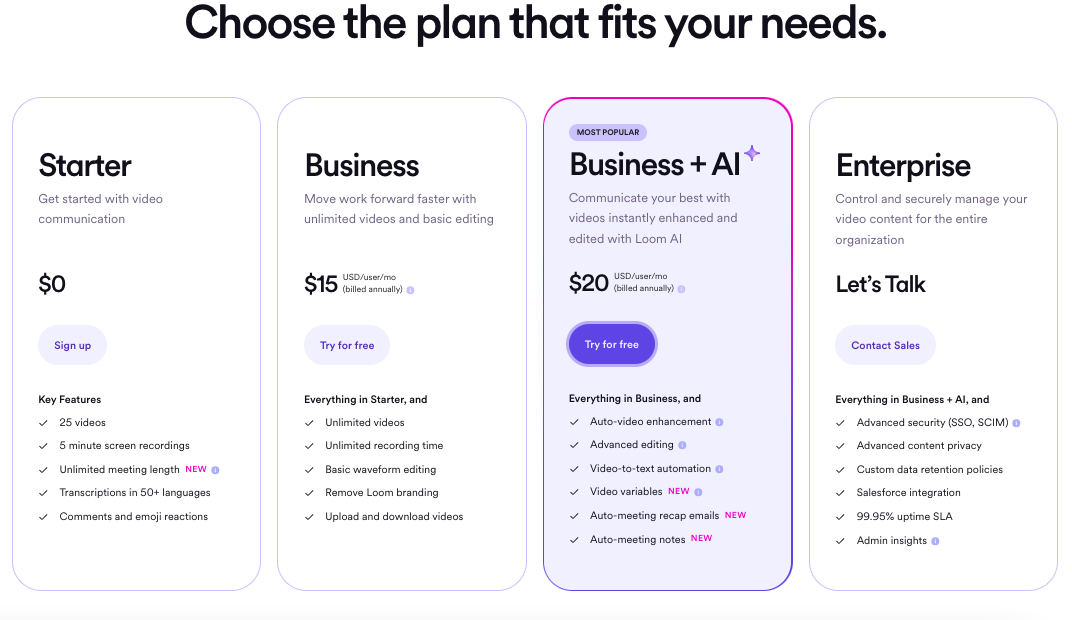Loom pricing