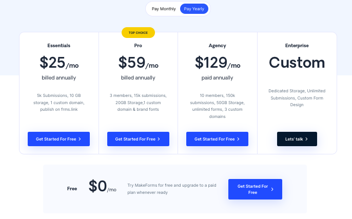 Makeforms pricing