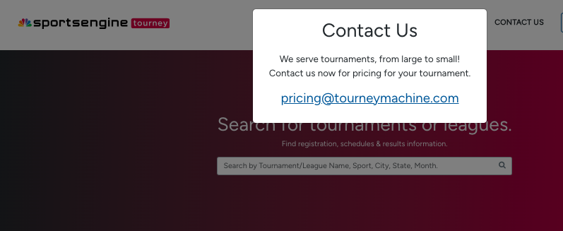 SportsEngine Tourney pricing