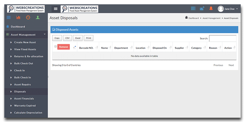 AsseTrack FAMS screenshot