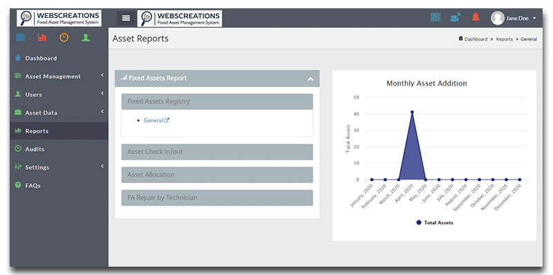 AsseTrack FAMS screenshot