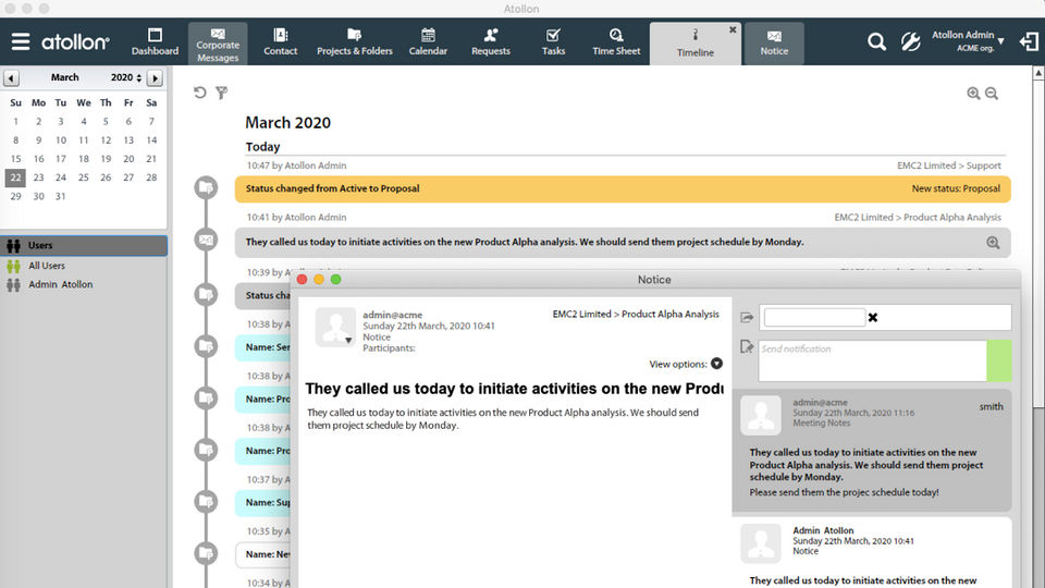 Atollon CRM screenshot