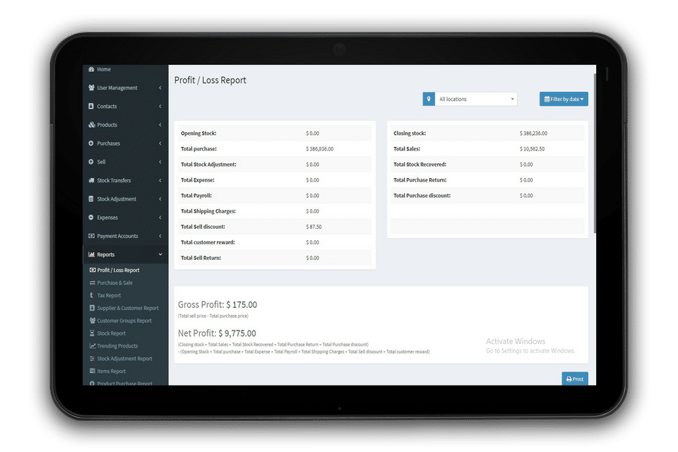 BizBackBone POS screenshot