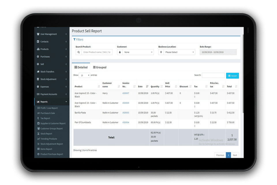 BizBackBone POS screenshot