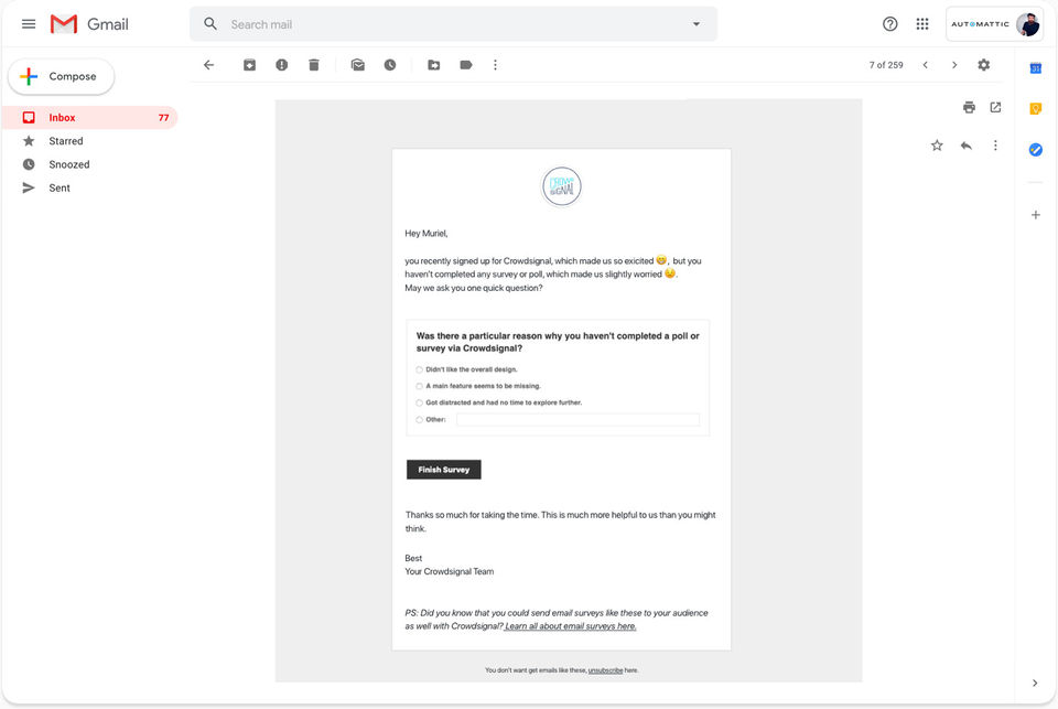 Email screenshot