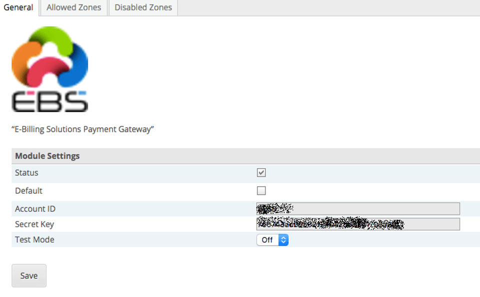 EBS Payment Gateway Screenshots