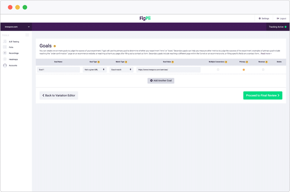 Target tests for campaigns