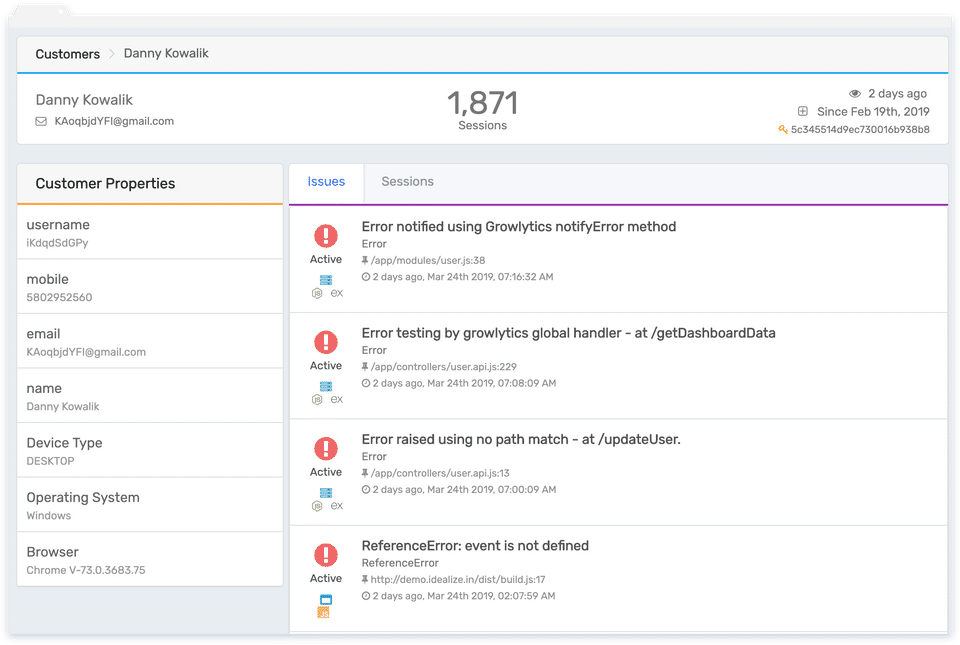 User Monitoring screenshot