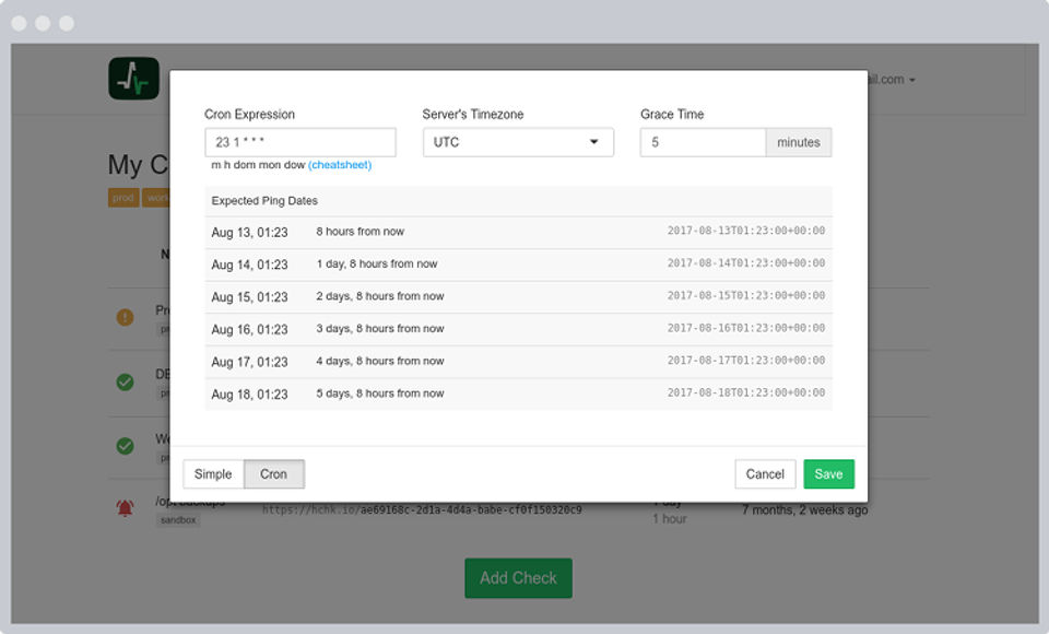 Healthchecks.io screenshot