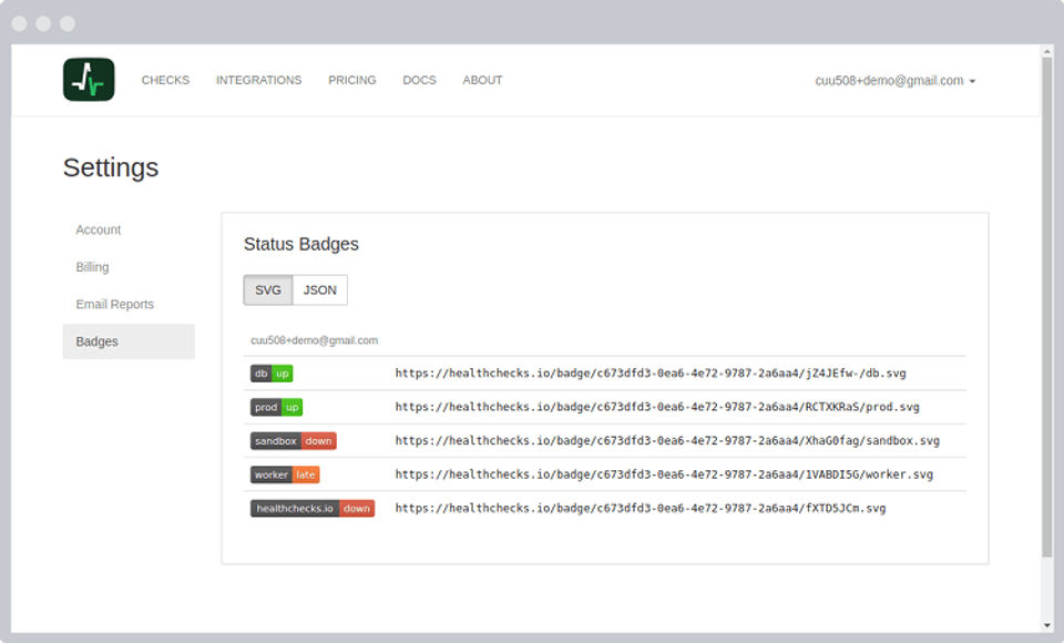 Healthchecks.io screenshot
