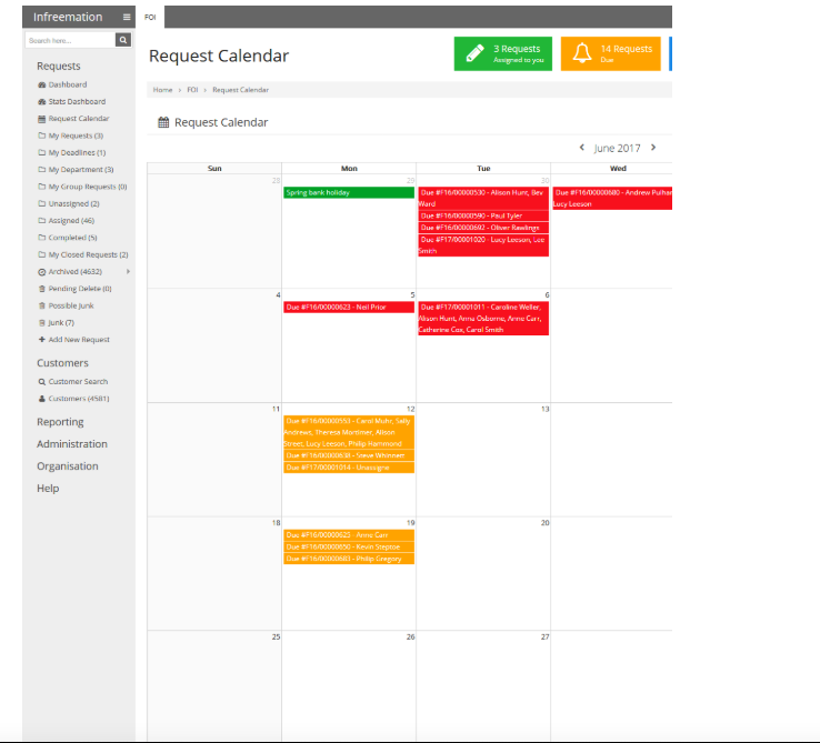 Infreemation - Request Calendar