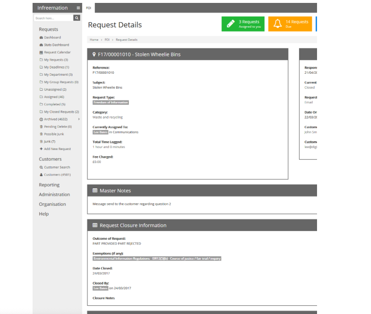 Infreemation - Request Details