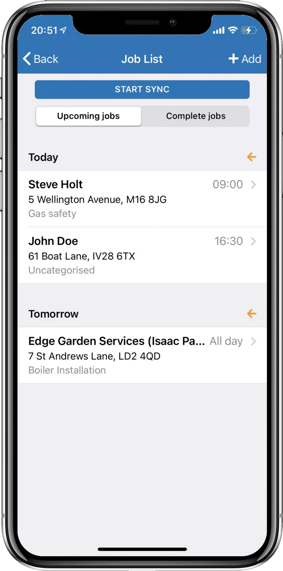 Schedule screenshot