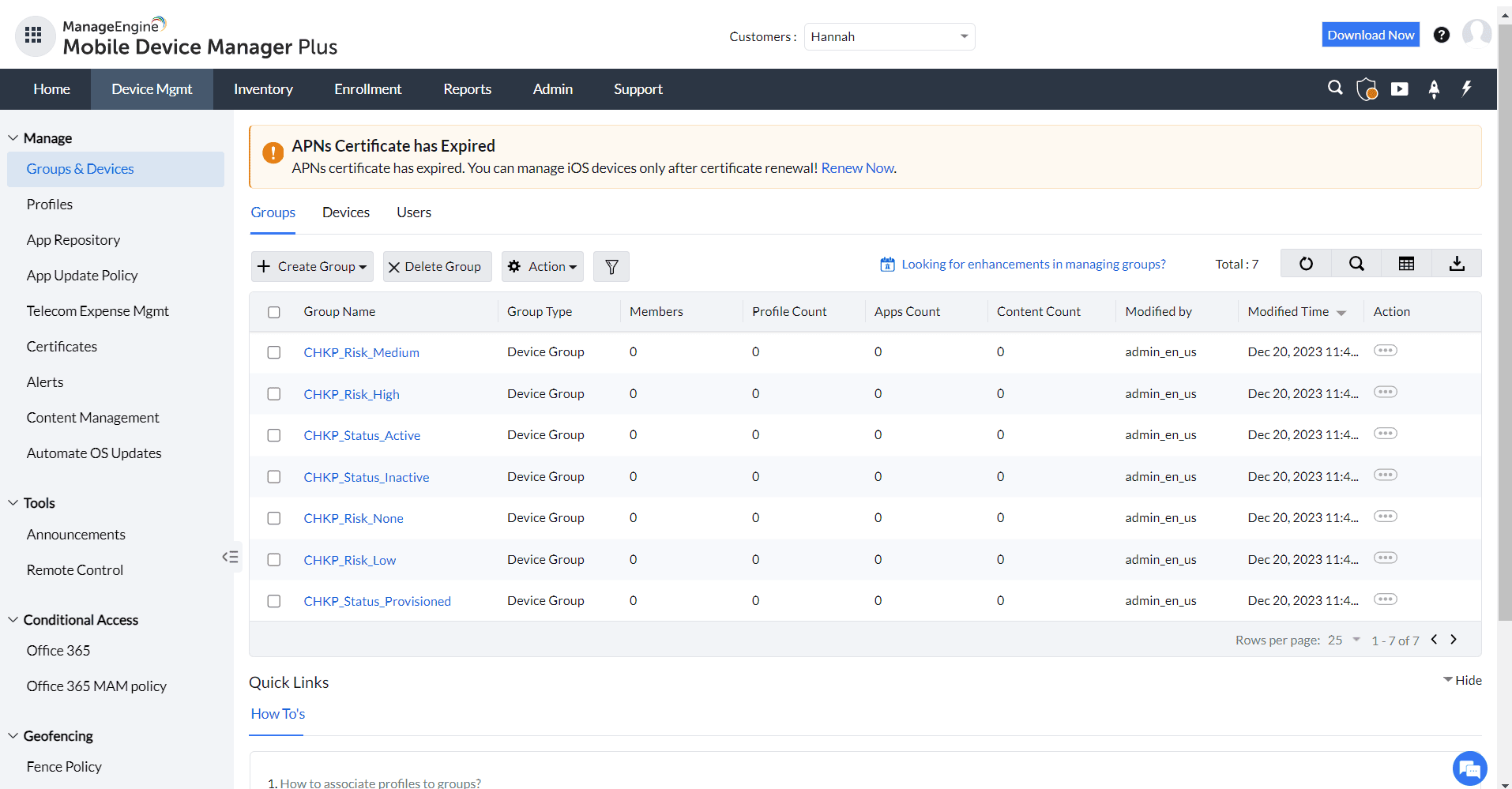 ManageEngine Mobile Device Manager Plus MSP screenshot