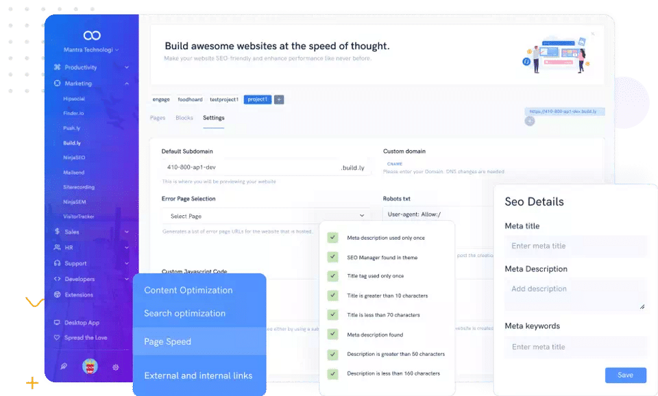 Built-in SEO screenshot