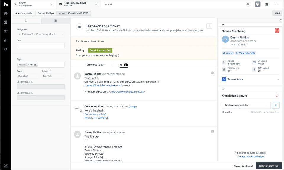 Customer Service Integration