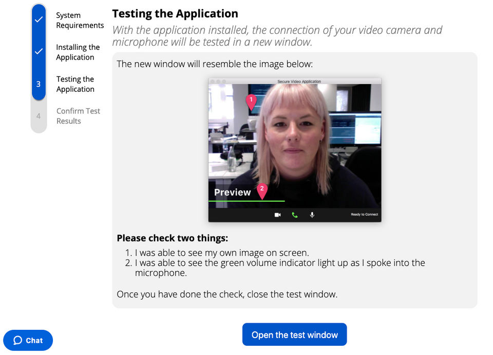 Open the Test Window