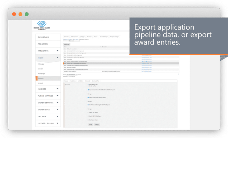 Admin Tools and Reporting screenshot