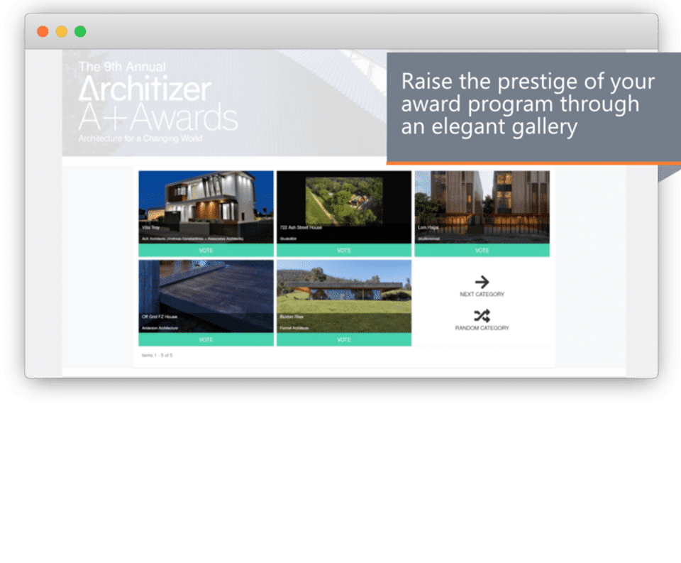 Awards Website Gallery screenshot