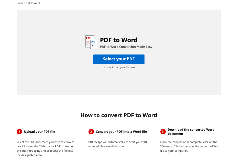 PDFescape - PDF to Word Conversion