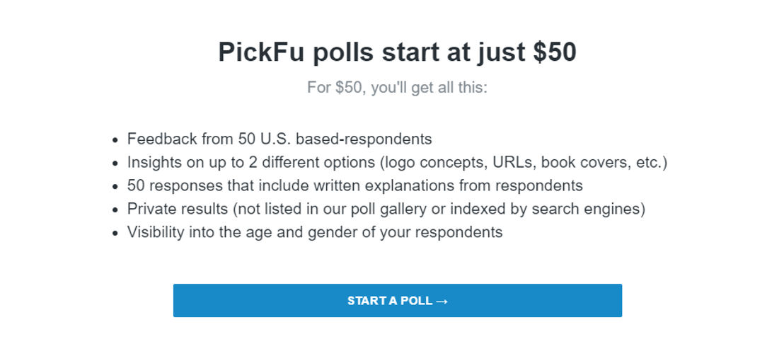 PickFu pricing