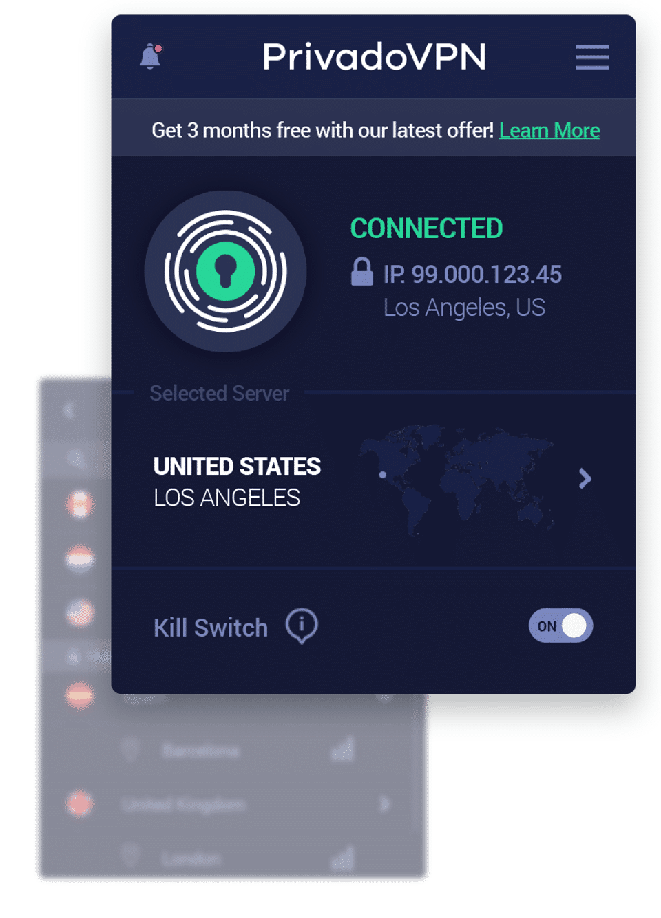 PrivadoVPN screenshot