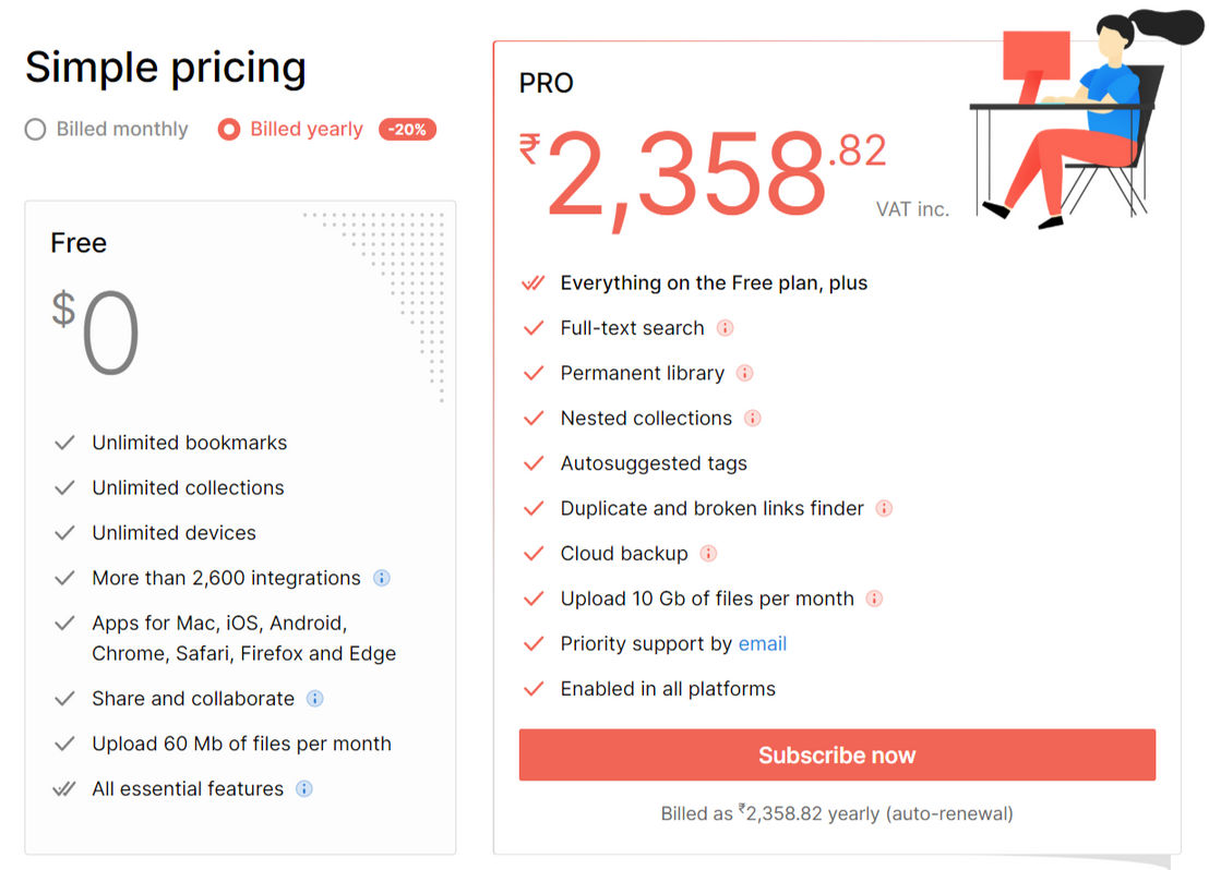 Raindrop.io pricing