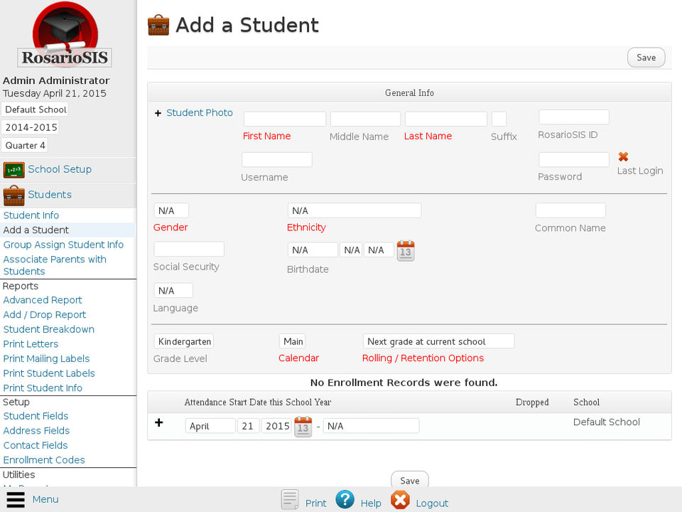 RosarioSIS : Student Add screenshot