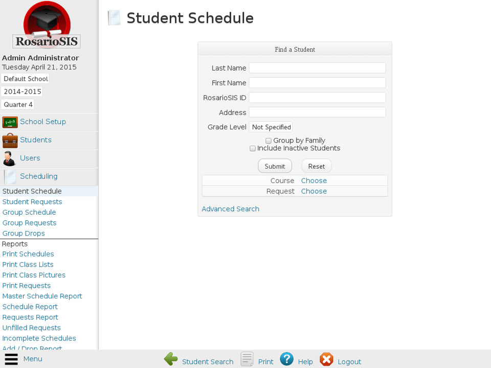 RosarioSIS : Student Schedule screenshot