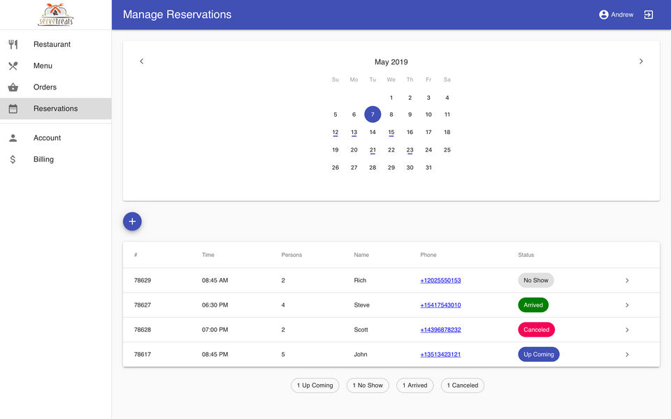 Reservation screenshot