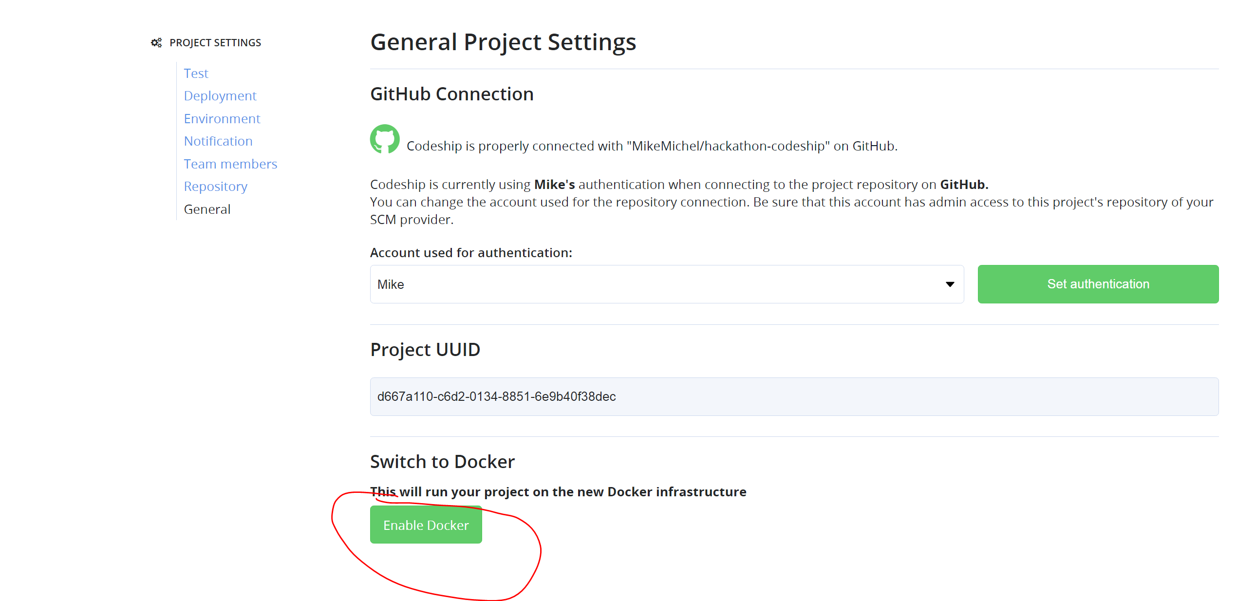 Enable Docker