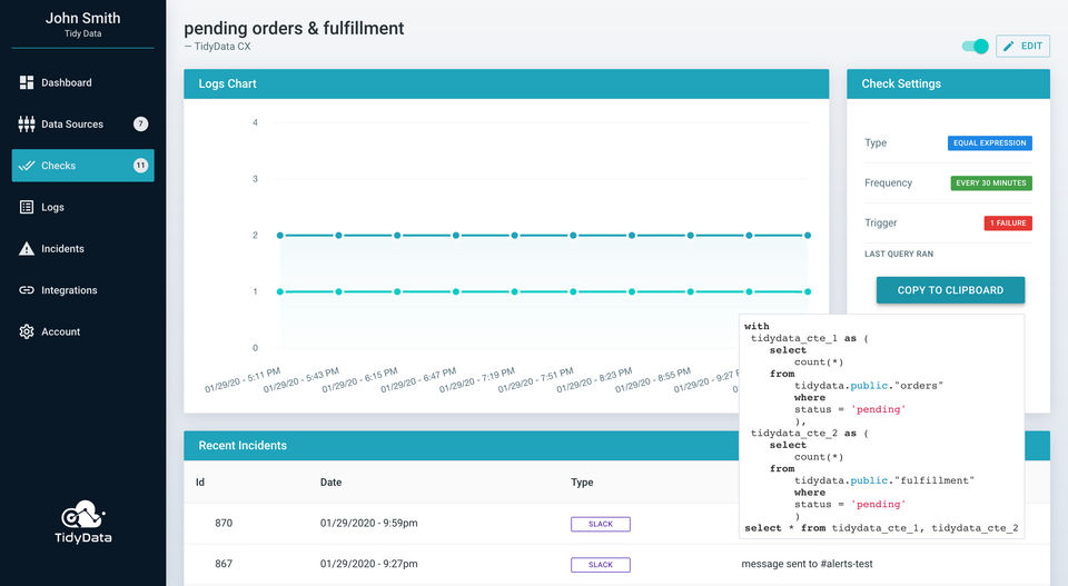 Tidy Data : Checks screenshot