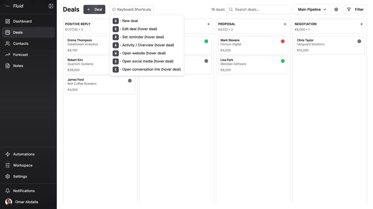 Fluid CRM Visual Pipeline