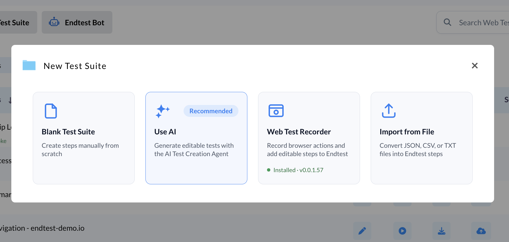 Endtest New Test Suite