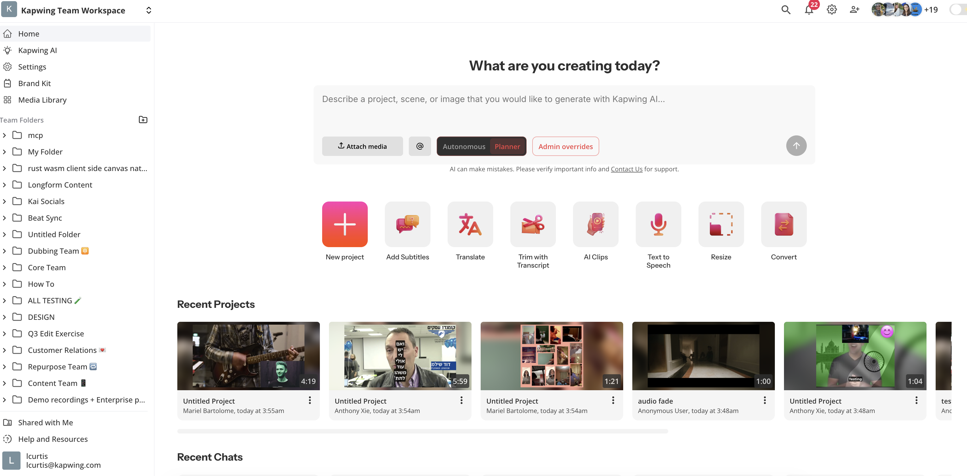 Kapwing's AI Assistant tool, Kai