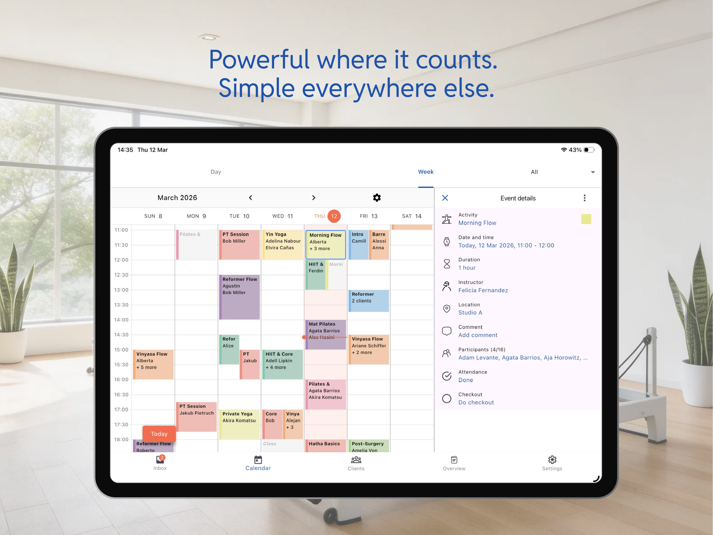 Week calendar view