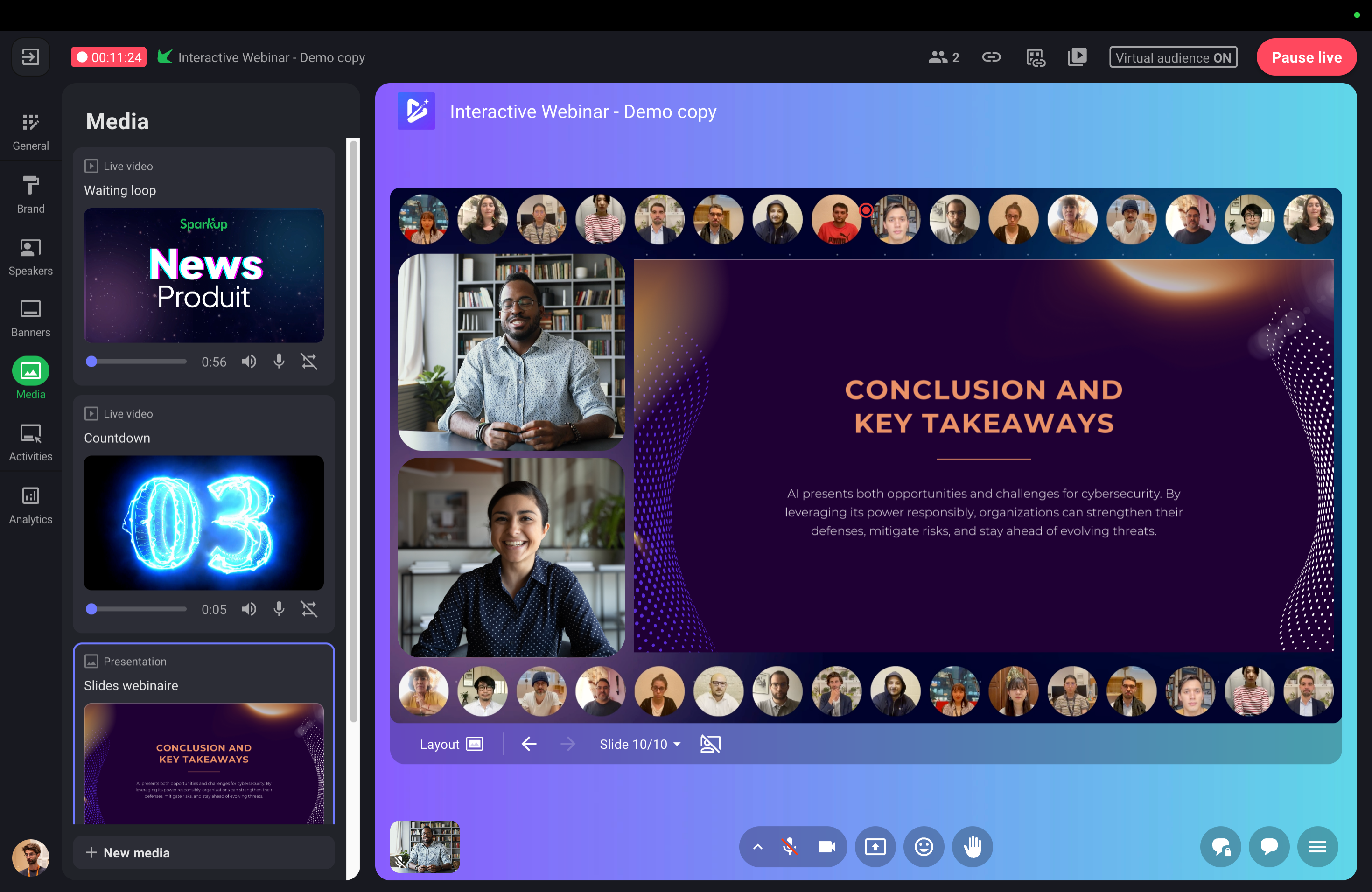 Play slides and video + share screen