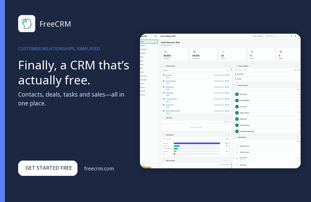 Finally, a CRM that's actually free.